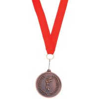 Медаль наградная на ленте 'Бронза', красный, коричневый