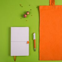 Набор подарочный WHITE&YOU: бизнес-блокнот, ручка, сумка, белый, оранжевый