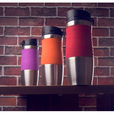 Термокружка вакуумная УДАЧА SILVER, 400 мл, оранжевый-3