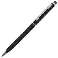 Ручка шариковая со стилусом TOUCHWRITER SOFT, покрытие soft touch, черный, серебристый