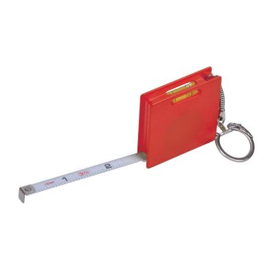Брелок 'Строитель' с рулеткой (1м) и уровнем, ярко-красный-0