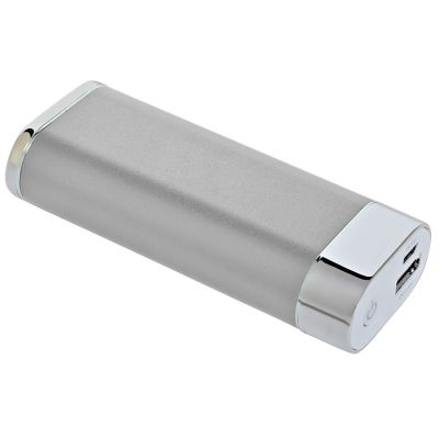 Универсальное зарядное устройство 'Light' (5200mAh) с фонариком, серебристый-1