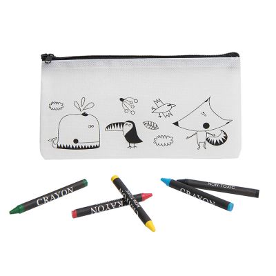 Пенал для раскрашивания SKINGA с восковыми мелками (5шт), 22х11 см, полиэстер, белый-0