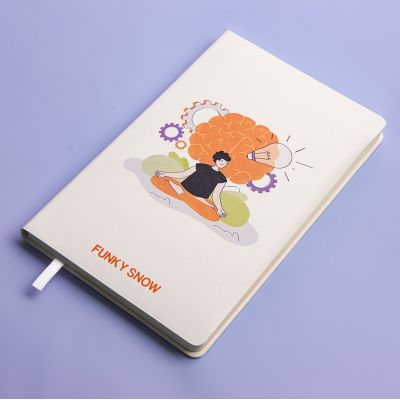 Бизнес-блокнот FUNKY SNOW, формат А5, блок в точку, белый, оранжевый-9