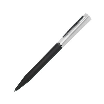 Ручка шариковая M1, пластик, металл, покрытие soft touch, серебристый, черный-0