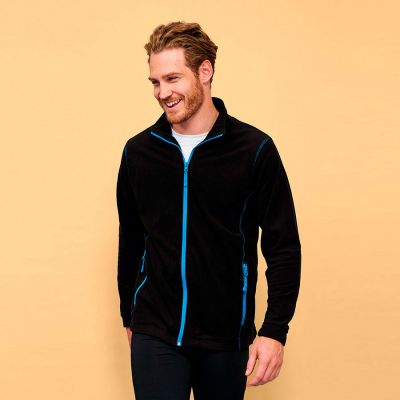 Толстовка мужская флисовая NOVA MEN 200, черный, голубой-3