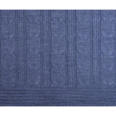 Плед VELVILJE MINI, серо-синий, шерсть 30%, акрил 70%, 120*170 см, темно-синий-1