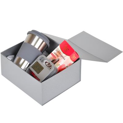 Упаковка  подарочная, коробка складная размер 22 x 20 x 11 см, серебристый-2