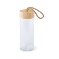Бутылка для воды 'Simple', 19 см, бамбук, стекло, бежевый