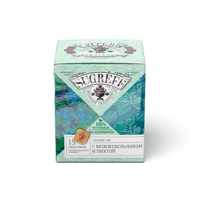 Чай черный с можжевельником и пихтой в индивидуальном саше конверте, 15 пакетиков, зеленый-3