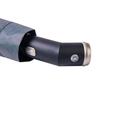 Зонт PRESTON складной с ручкой-фонариком, полуавтомат; темно-серый; D=100 см; нейлон-1