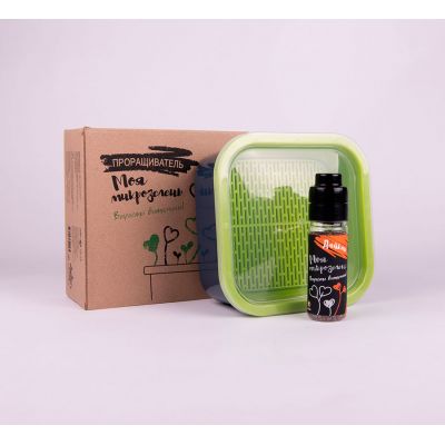 Набор для проращивания микрозелени: проращиватель, семена дайкона, зеленый-1