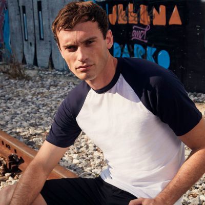 Футболка мужская SHORT SLEEVE BASEBALL T 160, красный, белый-3