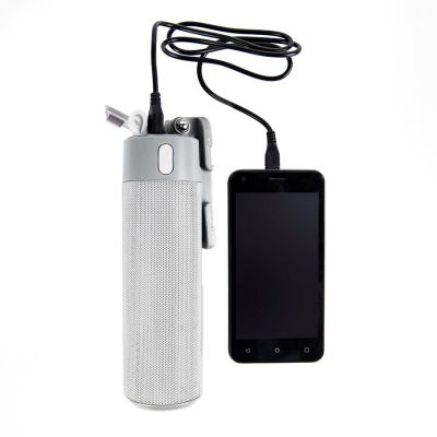 Bluetooth колонка TURBO TUBE с зарядным устройством (2000mAh) и моноподом, белый, серый-6