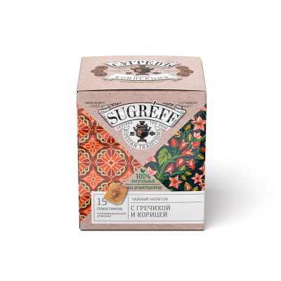 Чайный напиток с гречихой и корицей в индивидуальном саше конверте, 15 пакетиков, розовый-3