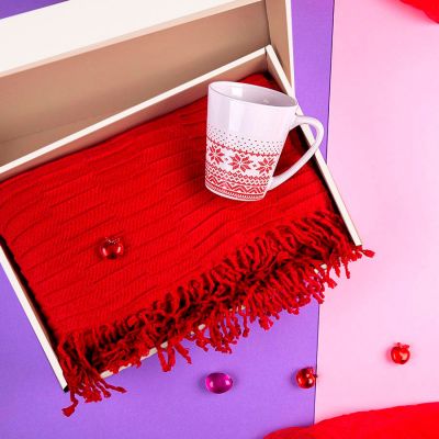 Набор подарочный NATIVE PASSION: плед, кружка, коробка, красный-1