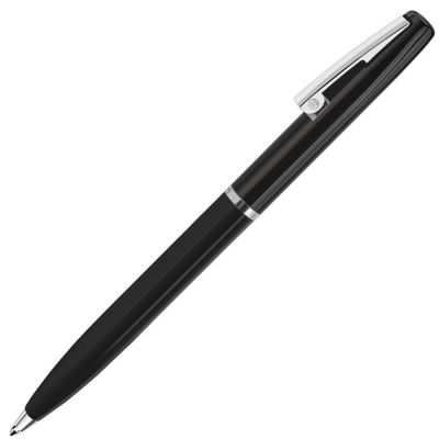 Ручка шариковая CLICKER, черный, серебристый-0