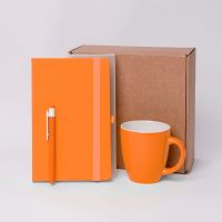Подарочный набор JOY: блокнот, ручка, кружка, коробка, стружка; оранжевый, желтый