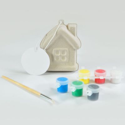 Набор для раскраски 'ДОМИК',  игрушка елочная, кисть, краски 6 шт., некрашеный картон-0