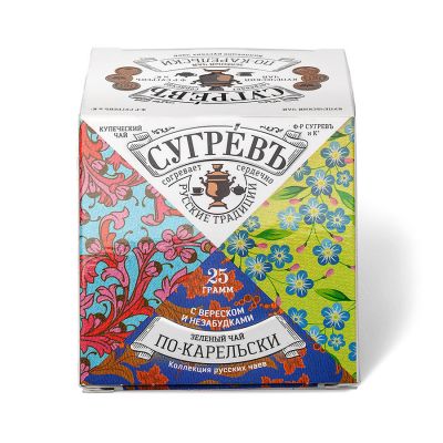 Чай зелёный СУГРЕВЪ «По‑карельски», белый, голубой-1