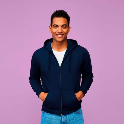 Толстовка худи унисекс на молнии STONE 260, темно-синий-3