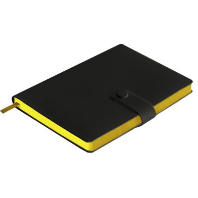 Ежедневник недатированный Stellar, А5, черный, кремовый блок  в линейку, с желтым обрезом, черный, желтый-0