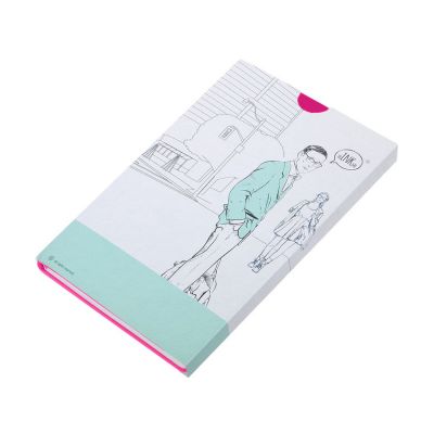 Бизнес-блокнот 'Funky' с цветным  форзацем, заказная программа, розовый, голубой-3