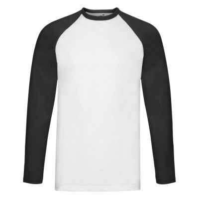 Футболка 'Long Sleeve Baseball T', L, белый, черный-0