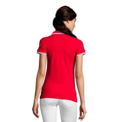 Поло женское PASADENA WOMEN 200, красный, белый-4