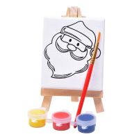 Набор для раскраски 'Дед Мороз':холст,мольберт,кисть, краски 3шт, белый
