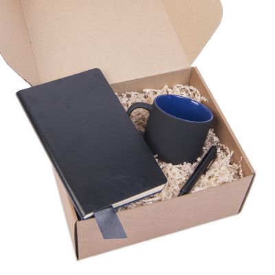 Подарочный набор DAILY COLOR: кружка, бизнес-блокнот, ручка с флешкой 4 ГБ, черный/синий, черный, синий-1