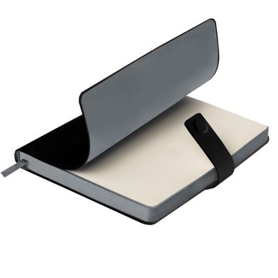 Ежедневник недатированный Stellar, А5, черный, кремовый блок  в линейку, с серым обрезом, черный, серый-2