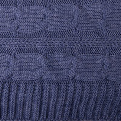 Плед VELVILJE MIDI, серо-синий, шерсть 30%, акрил 70%, 150*200 см, темно-синий-3