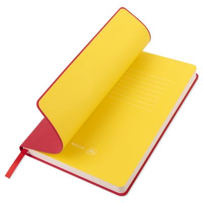 Бизнес-блокнот FUNKY, 130*210 мм, красный, желтый форзац, мягкая обложка, блок-линейка-1