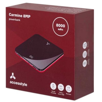 Внешний аккумулятор Accesstyle Carmine 8MP 8000 мАч, черный/красный, красный, черный-3
