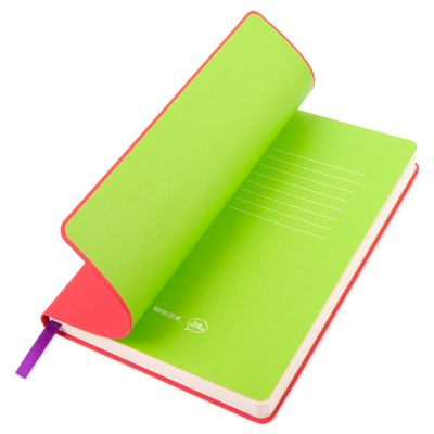 Бизнес-блокнот 'Funky', 130*210 мм,  красный, зеленый форзац, мягкая обложка, блок-линейка-3