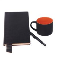 Подарочный набор DAILY COLOR: кружка, бизнес-блокнот, ручка с флешкой 4 ГБ, черный/оранжевый, черный, оранжевый