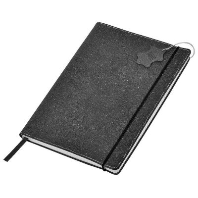 Бизнес-блокнот А6  'Indi' в клетку,  160 стр, серый, рециклированная кожа-0