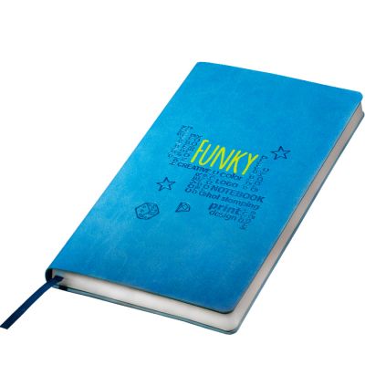 Бизнес-блокнот 'Funky', 130*210 мм, голубой,  оранжевый форзац, мягкая обложка, блок-линейка, голубой, оранжевый-5