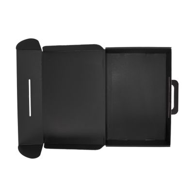 Коробка с ручкой подарочная, размер 37x25 x10 см,24x 36x 10 см, картон, самосборная, черная, черный-1