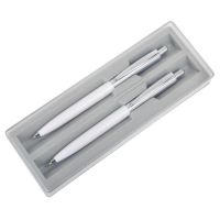 BUSINESS SET, набор: ручка шариковая и карандаш механический в футляре, белый, серебристый