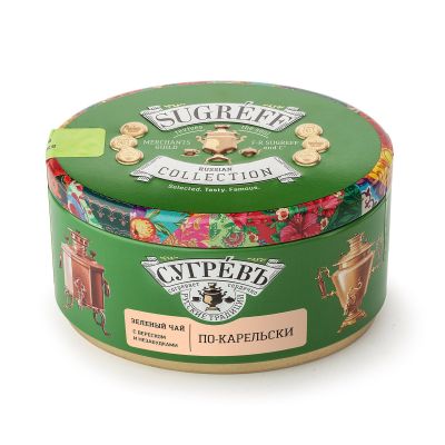 Чай Сугревъ в жестянной банке По-карельски  с натуральными малиновыми леденцами, зеленый-0