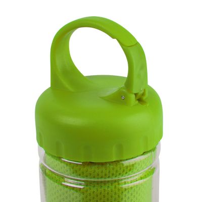 Спортивное полотенце в пластиковом боксе с карабином 'ACTIVE', микрофибра, пластик, 30*88 см. зелён, зеленый-1