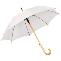 Зонт-трость с деревянной ручкой, полуавтомат, белый
