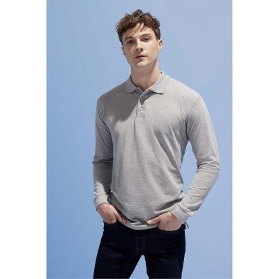 Рубашка поло STAR 170  с длинным рукавом, серый меланж-3