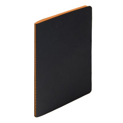 Тетрадь SLIMMY, 140 х 210 мм,  черный с оранжевым, бежевый блок, в клетку, черный, оранжевый-1