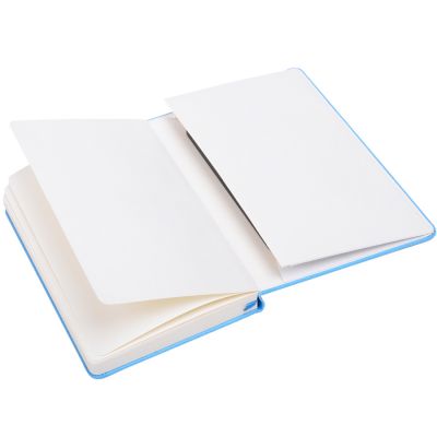 Бизнес-блокнот 'Casual', 130*210 мм, голубой, твердая обложка,  резинка 7 мм, блок-линейка, тиснение-2