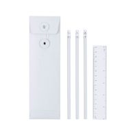 Набор 'Desk':карандаш простой с ластиком (3шт.) и линейка в чехле, белый