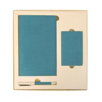 Набор подарочный PROVENCE; Универсальный аккумулятор(5000мАh), блокнот и ручка; голубой, шт, голубой, бежевый