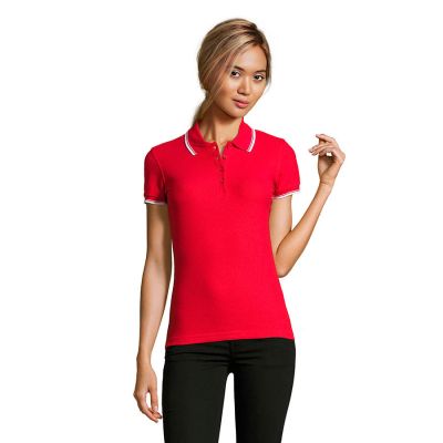 Поло женское PRACTICE WOMEN 270, красный, белый-3